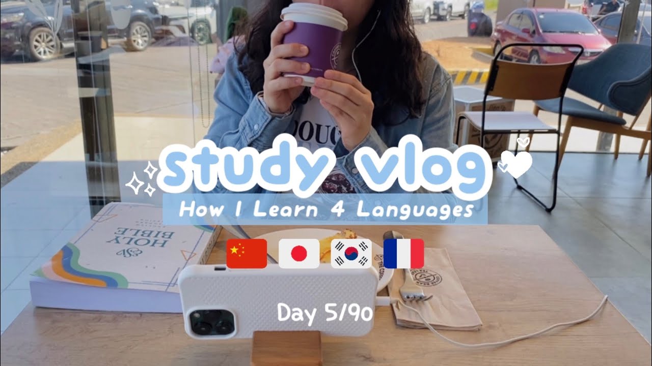 Learning 4 Languages in 90 Days 🇨🇳🇯🇵🇰🇷🇫🇷 | study vlog ♡ Day 5