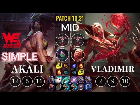WEA Simple Akali vs Vladimir Mid - KR Patch 10.21