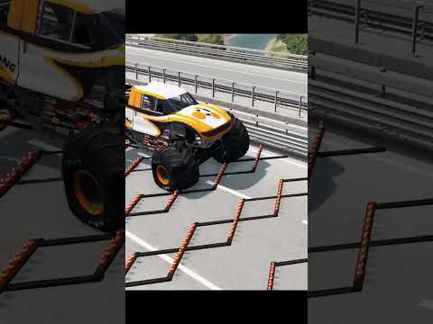 Cars vs 100 Spike Strips #shorts