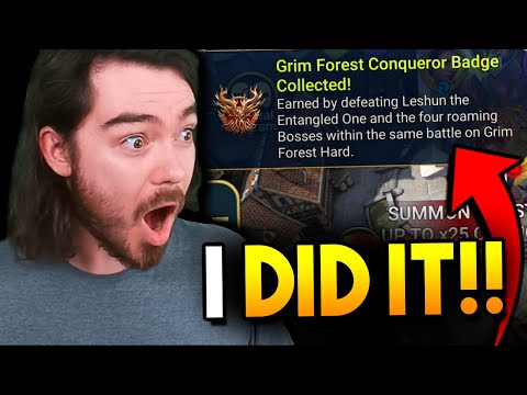 HOW I BEAT LESHUN WITH ALL 4 BOSSES!! (Grim Forest - Hard Difficulty) | RAID: Shadow Legends