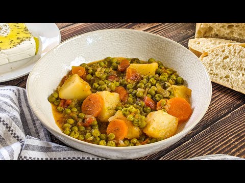 Peas and Carrots Stew Recipe | Αρακάς Λαδερός με Καρότα