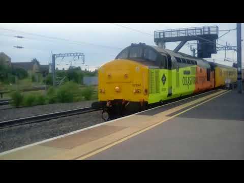 Colas rail class 37s 37254 & 37099 thrash through Spalding and out of Peterborough