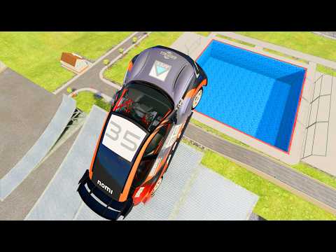High Speed Jumping In Pool - BeamNGDriveR