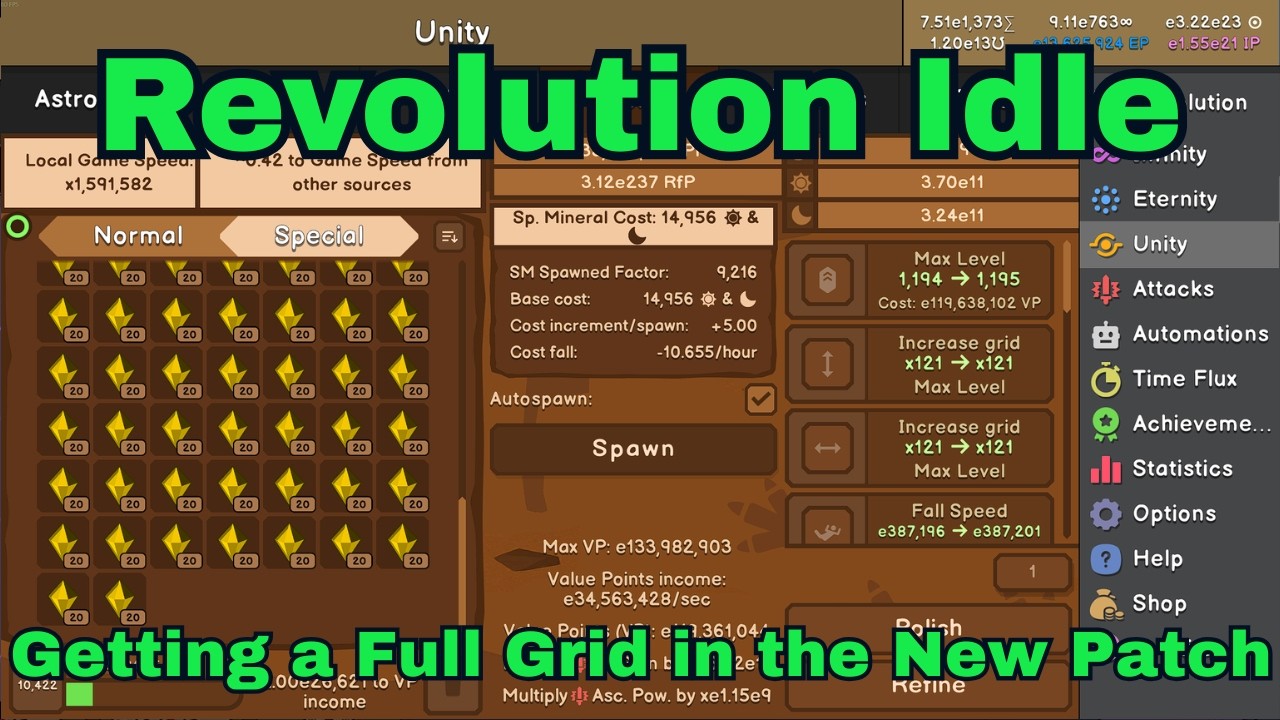 Revolution Idle - Getting a Full Monogrid in the New Patch