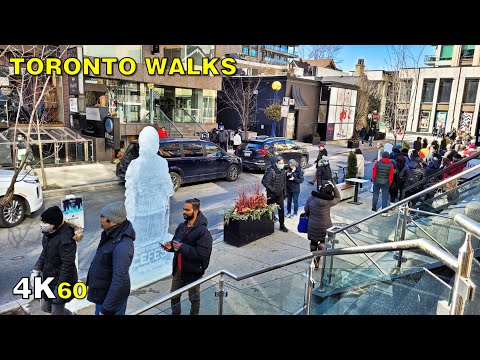 Icefest Sculptures on a BUSY Day in Toronto Walk (March 13, 2021)