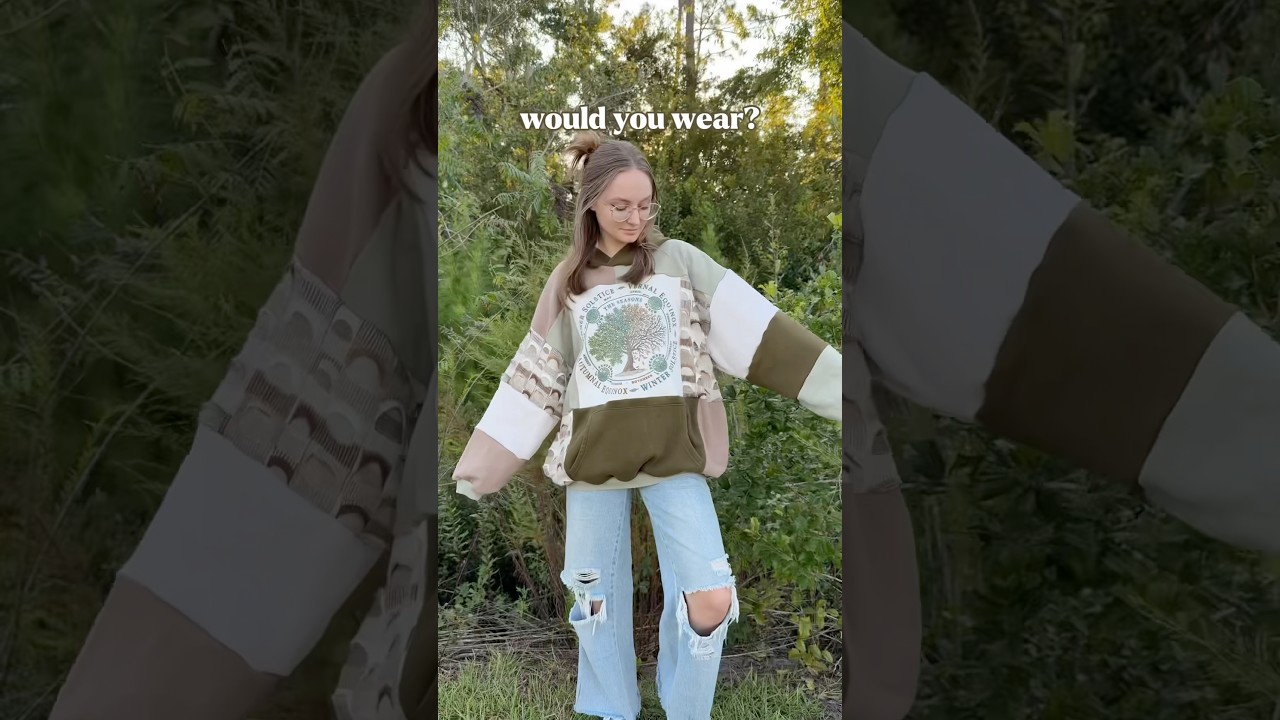 the seasons hoodie 🍂🪾🌿🌳 available now on susoriginals.com! ✨ #upcycling #sewing #thriftflip
