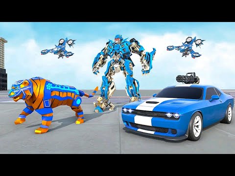 Police Lion Robot Car Games Mega robot War - Android iOS Gameplay
