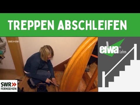 Treppe abschleifen,es wird eine Holztreppe abgeschliffen,mit Bodenhartöl überarbeitet die Anleitung.