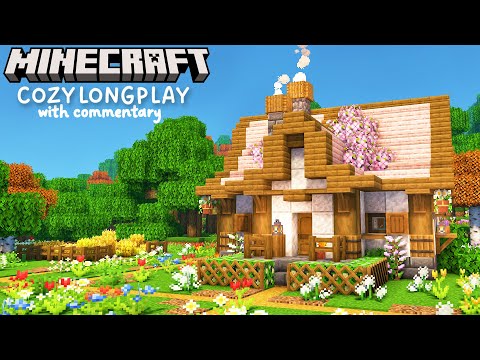 Relaxing Minecraft Longplay With Commentary - Building a Cozy Springtime Cottage