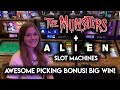 Happy Halloween BIG WIN Perfect Picking On Alien Slot Machine The Munsters Slot Machine BONUS