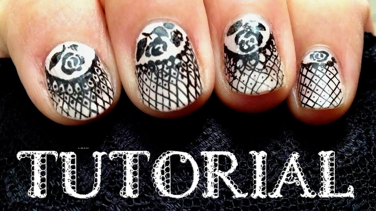 black lace nailart tutorial with a waterproof marker