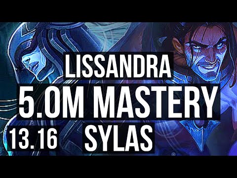 LISSANDRA vs SYLAS (MID) | 5.0M mastery, 8/0/4, 1300+ games, Legendary | KR Grandmaster | 13.16