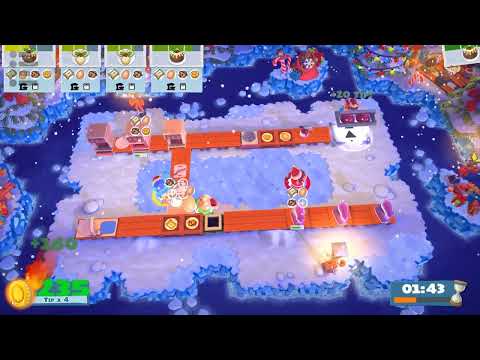Overcooked! 2 | Winter Wonderland | Level 1-4 | 4 Players | Score: 2235