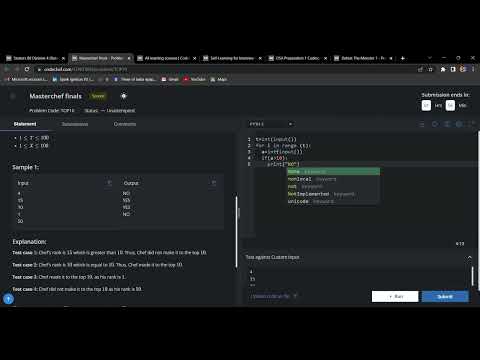 Masterchef Finals Codechef Solution Starter 88 Solution Codechefsolution Pythonprogramming