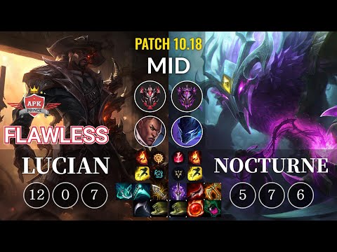 APK Flawless Lucian vs Nocturne Mid - KR Patch 10.18