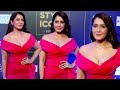 Rashi Khanna Looking Gorgeous In Off Shoulder Red Gown Arrives At Pinkvilla Style Icons Awards 2023