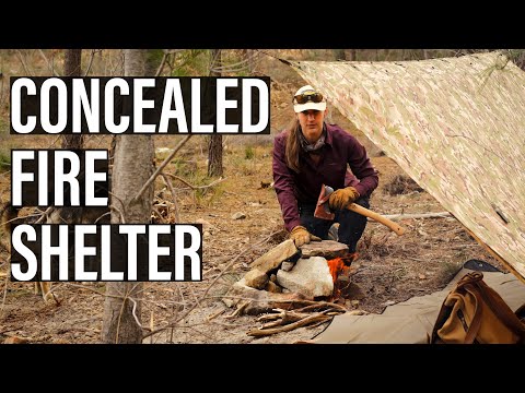 CONCEALED FIRE TARP SHELTER | Heat from a concealed Dakota fire pit to warm a tarp shelter