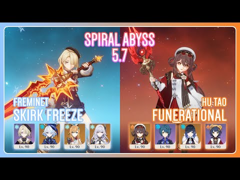 C6 Freminet Skirk Freeze & C1 Hu Tao Funerational | Spiral Abyss 5.7 | Genshin Impact