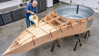 Man Uses Cattle Trough to Build an Amazing Motorboat | Full Build by @Bourbonmoth