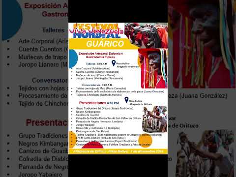 Festival Mundial Viva Venezuela Altagracia de Orituco Municipio Monagas #8nov #cultura #esnoticia