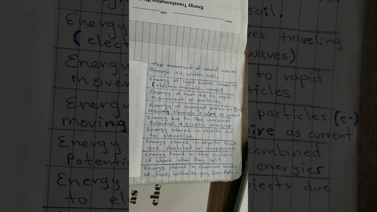 Energy Transformations:  (foldable and notes)