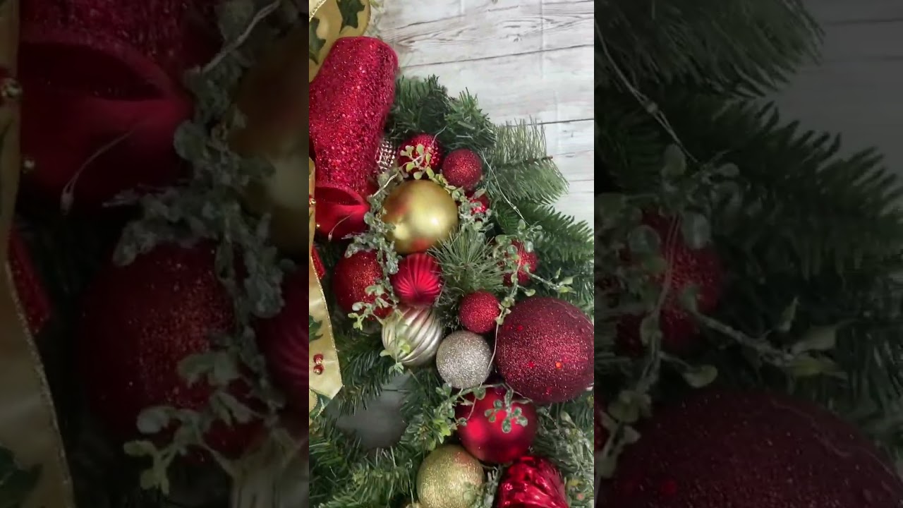 Deep Reds and Gold Holiday Wreath