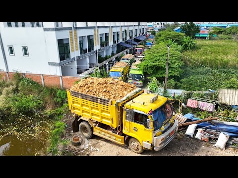 Start Opening Amazing Project!! Landfill Delete Deep Pond By Skills Dozer Pushing Stone Into Water