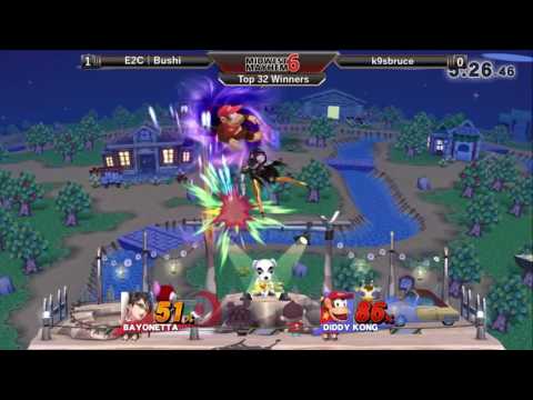 Midwest Mayhem 6 Top 32: E2C l Bushi (Bayonetta) vs. K9sbruce (Diddy Kong)