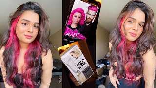 Bleaching And Coloring My Hair PINK At Home - Peekaboo Pink Highlights