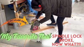 How to Replace Blade on Ryobi Circular Saw when LOCK button is Broken-DIY HACK Using Every day Tools