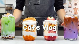 🍊고르기 힘든 파르페 - 딸기 파르페 vs 오렌지 파르페🍓지치고 힘들 땐 음료 ASMR로 힐링해요/카페브이로그/Cafe Vlog/ASMR/Tasty Coffee