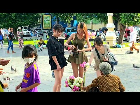 Phnom Penh Riverside Tour, Relaxing Walking Life 4K Cambodia -2024