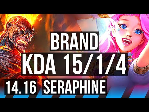 BRAND vs SERAPHINE (MID) | 15/1/4, Legendary, 6 solo kills | EUW Master | 14.16