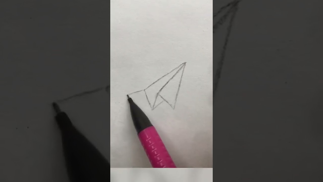 easy paper plane drawing #art #drawing