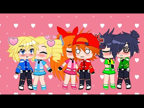 Powerpuff girls z kisses the rowdyruff boys z gacha club Japanese and English