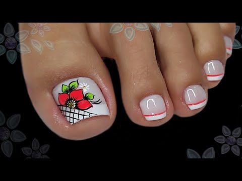 UÑAS HERMOSAS PARA ENBELLECER TUS PIES 🦶 | DISEÑO DE UÑAS CON  FLOR 🌺