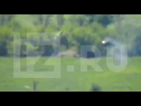 The launch of Fagot anti tank guided missiles at a fortified position of the Ukrainian Armed Forces