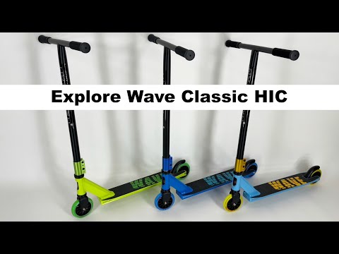 Трюковый самокат Explore Wave Classic HIC желто-голубой + пега - фото 1 - id-p1406937287