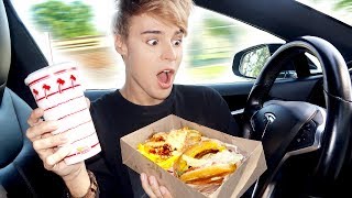 i ate IN-N-OUT burger on TESLA AUTO-PILOT !!!