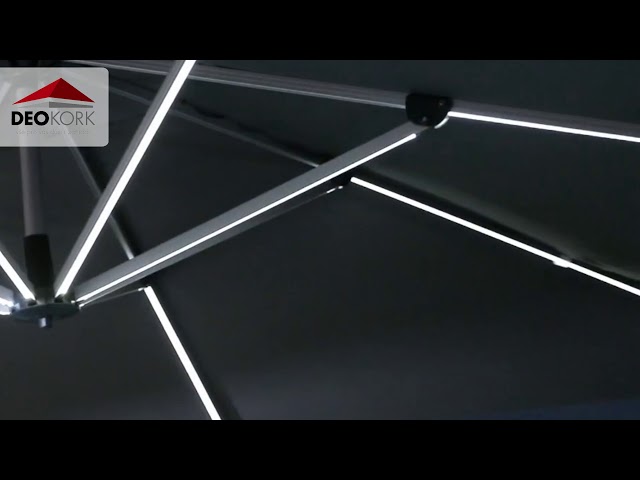 Schaukelschirm EXKLUSIVE LED 3x3 m (Graphit)