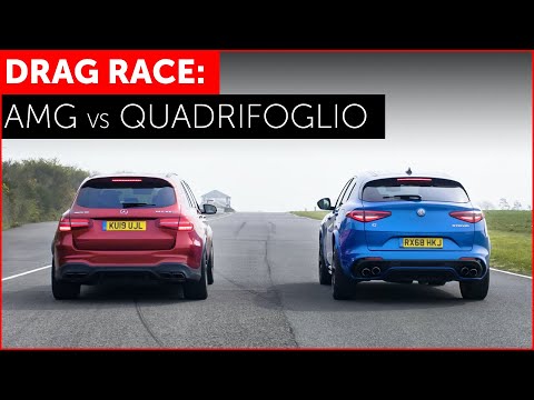 DRAG RACE! Mercedes-AMG GLC 63S vs Alfa Romeo Stelvio Quadrifoglio w/ Tiff Needell