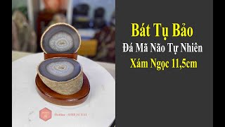 Bát Tụ Bảo Đá Mã Não Tự Nhiên Xám 1,85kg-11,5cm