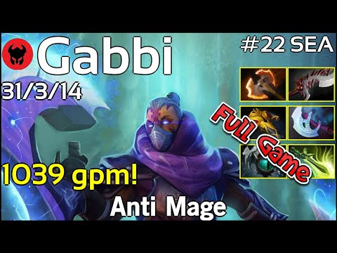 1039 gpm! Gabbi [TNC] plays Anti Mage!!! Dota 2 Full Game 7.20