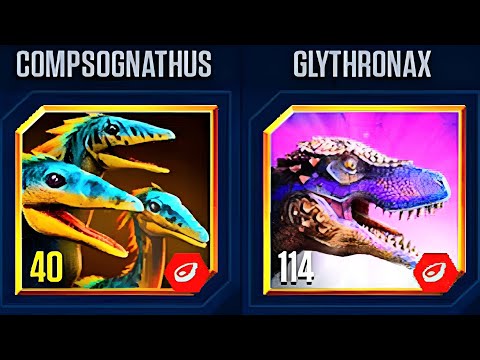 COMPSOGNATHUS 40 VS GLYTHRONAX 114 BATTLE STAGE | JURASSIC WORLD THE GAME