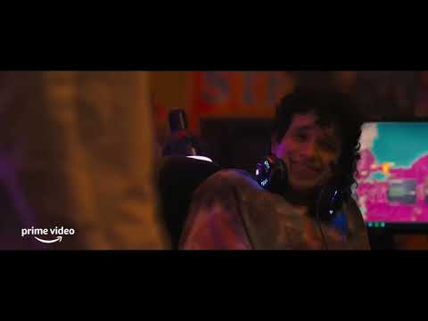 Emergency (2022) official trailer still showing the three leads in a car at night — tension-lit interior