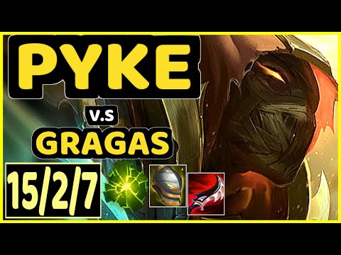 PYKE vs GRAGAS - 15/2/7 KDA BOTTOM SUPPORT CHALLENGER GAMEPLAY - EUW