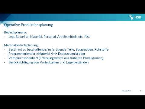 BWL WS2021 2022   Operative Produktionsplanung