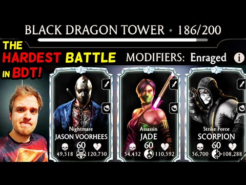 MK Mobile. Can I Beat THE HARDEST BATTLE 186 in Black Dragon Tower with My NEW Team?