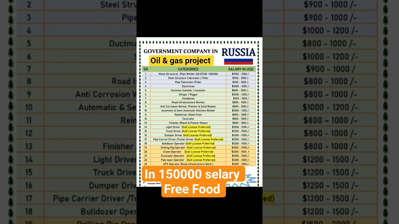 Russia Oild & Gas Project Jobs Visa + Food + Accommodation! #russia #russiajobs #shorts #trending
