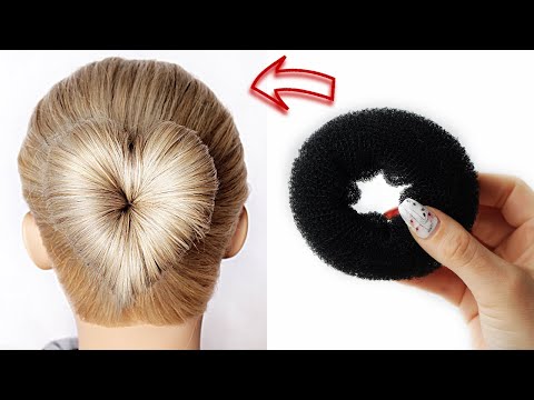 How to make Heart Hair Bun using a hair donut ||Heart...